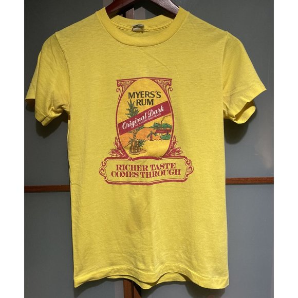 Myers Rum Vintage Ched by Anvil Yellow Single Stitch T-Shirt Shirt Tee Size Med - Picture 1 of 8